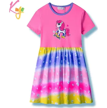 Dívčí oblečení Dívčí šaty KUGO HS9286, tmavě růžové (dívčí šaty Kugo s poníkem)