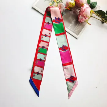 Šátek Hedvábná šálka twilly barevná 5x85 cm v dárkovém balení, WHITE ORCHID