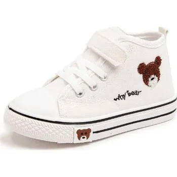 Dětská treková obuv Čína Dětské kotníkové plátěné tenisky (sneakers) - medvídek Barva: Bílá, Velikost: 26 (16 cm)