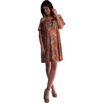 Dámská móda Be MaaMaa Těhotenské šaty s odhalenými rameny - cihlové, Velikosti těh. moda XS (32-34)