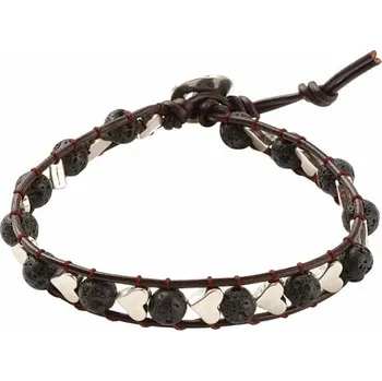 Náramek Lávový kámen se srdíčky pletený náramek délka cca 22 cm