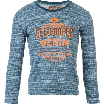 Chlapecké tričko dětské tričko LEE COOPER - MID BLUE - 152 11-12 let (Lee Cooper Tex AOP LS)