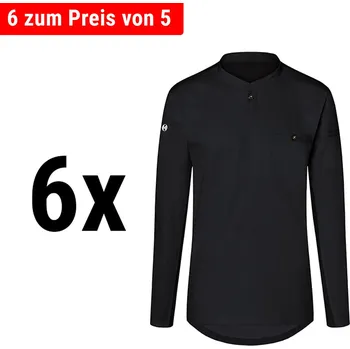 Pánské tričko G.Gastro (6 pieces) KARLOWSKY | Men's Long Sleeve Performance Work Shirt – Black - Size XXL - Slim Fit