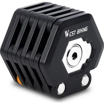 Zámek na kolo West Biking FL9045 skládací zámek na kolo, článkový, plochý 78cm, černá