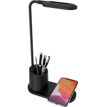 MXM 2v1 bezdrátová nabíječka + lampička (černá)