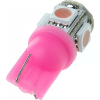 Autožárovka LED 5x 5050 SMD patice T10, W5W - Růžová