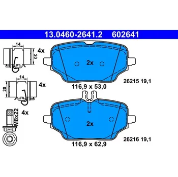 Brzdová destička Sada brzdových destiček, kotoučová brzda ATE 13.0460-2641.2