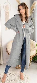 Dámský svetr Merribel Renum kardigan s kapucí šedý one size