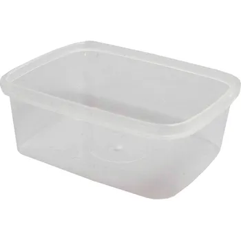 Jednorázové nádobí vanička obdélníková 250 ml, PP, s pojistkou - transparentní (10 ks/balení)