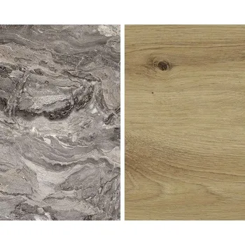 Kuchyňská pracovní deska Obkladová deska Polyform oboustranná KÁMEN ŠEDÝ/DŘEVO KRÁLOVSKÉ 10x640x4100 mm