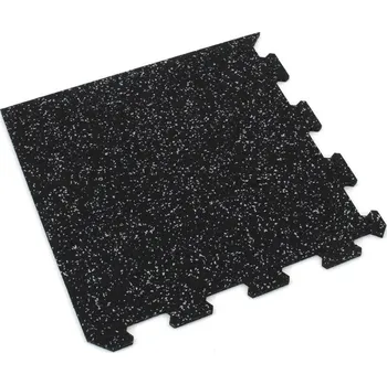 Venkovní dlažba Černo-šedá gumová modulová puzzle dlažba (roh) FLOMA FitFlo SF1050 - 100 x 100 x 1 cm