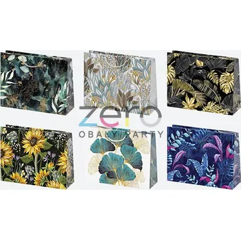 Dárková taška Taška papírová dárková 30x23x10 cm (lak) - listy (mix)