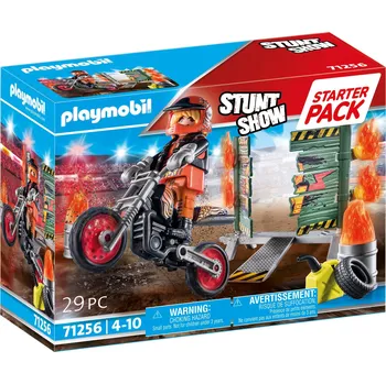 Stavebnice Playmobil Stavebnice Playmobil 71256 Starter Pack Kaskadérská motorka a ohnivá zeď