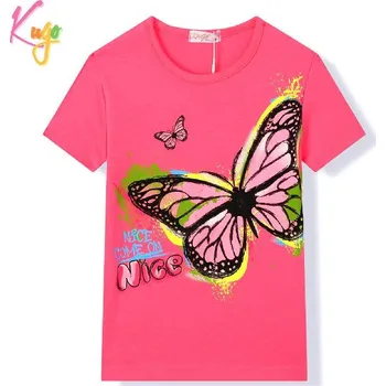 Dívčí tričko Dívčí tričko kr.r. KUGO JC8507, tmavě růžové