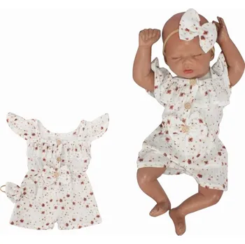 Kojenecká souprava Body s nohavičkami kr. rukáv + čelenka, mušelín, 2D sada, Z&Z, bílá, Velikost koj. oblečení 68 (3-6m)