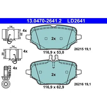 Brzdová destička Sada brzdových destiček, kotoučová brzda ATE 13.0470-2641.2
