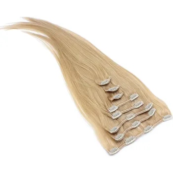 Příčesek Clip in vlasy 30cm Remy pravé lidské 100g - přírodní blond