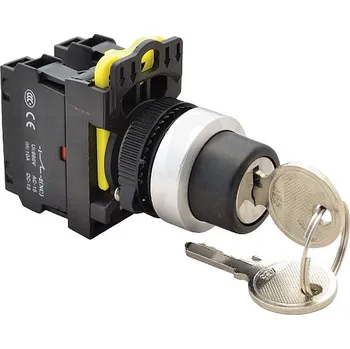 tlačítko Tracon NYK3-K34 Otočný spínač s klíčem levá-pravá VYP, trojpol.,pružinový 1×NO+1×NC, 5A/230V AC-15, IP42 (Tracon NYK3-K34)