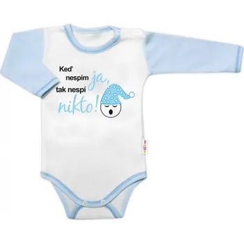 Body dlouhý rukáv s vtipným textem Baby Nellys, Keď nespím ja, tak nespí nikto, kluk, Velikost koj. oblečení 56 (1-2m)