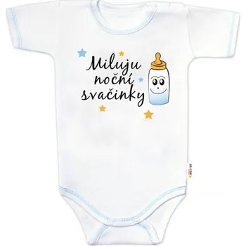 Body krátký rukáv s vtipným textem Baby Nellys, Miluju noční svačinky, kluk, Velikost koj. oblečení 56 (1-2m)