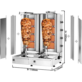 Kuchyňský gril G.Gastro Gril na gyros/kebab - 4+4 hořáky - max. 120 kg