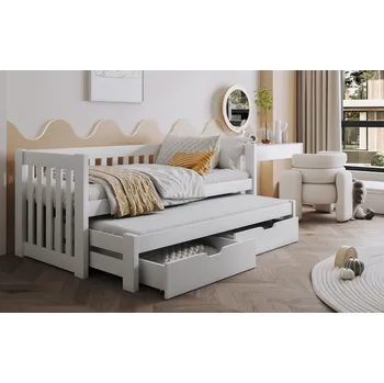 Postel Nabytek-dreveny.cz Postel Filip 90x200 cm s výsuvným lůžkem a úložným prostorem Rozměr postele: 90x200 cm, Odstín postele: růžová