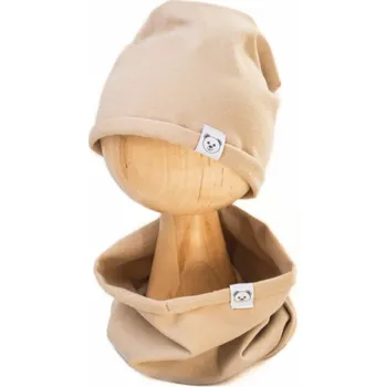 Čepice Čepice s nákrčníkem bavlna, Little Bear, Baby Nellys, cappuccino, Velikost koj. oblečení 92-98 (18-36m)