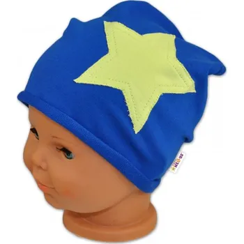 Kojenecká čepice Bavlněná čepička Stars Baby Nellys ® - tm. modrá, Velikost koj. oblečení 80-92 (12-24m)