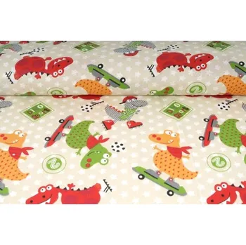 Plátno bavlněné dinosauři, sport dino, metráž, látky