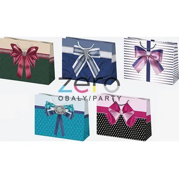 Dárková taška Taška papírová dárková 38x29x10 cm (lak) - mašle (mix 2)