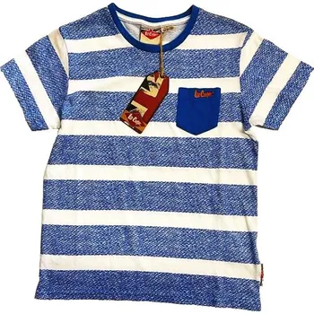 Chlapecké tričko dětské tričko LEE COOPER - WHITE/BLUE - 140 9-10 let (Lee Cooper Tex AOP)