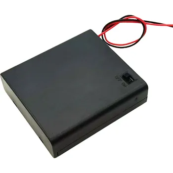 Držák baterie Bateriový box pro 4 kusy AA baterií, 6V, krytý se spínáním