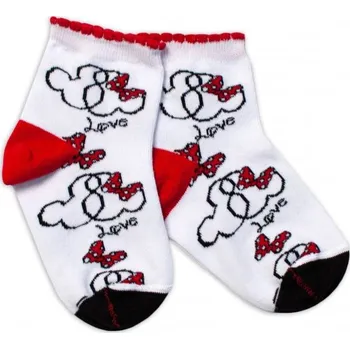 Baby Nellys Bavlněné ponožky Minnie Love - bílé, Velikost koj. oblečení 122-128 (6-8r)