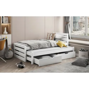 Postel Nabytek-dreveny.cz Postel Calwin 90x190 cm s výsuvným lůžkem a úložným prostorem Rozměr postele: 90x190 cm, Odstín postele: oranžová