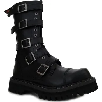 Moto obuv boty kožené KMM 14 dírkové černé s 5 přezkama Velikost: 46