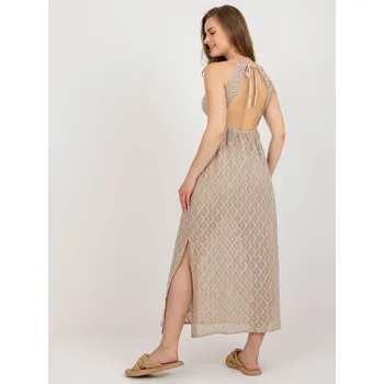 Dámské šaty Letní vyšívané maxišaty OCH BELLA béžové EU velikost: S