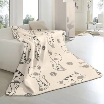 deka SCANquilt pléd VELUR STYLE cats smetanovošedá střední 150 x 200 cm