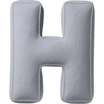 Polštář Yellow Tipi Šedý sametový polštář písmeno H 40 cm