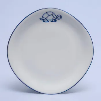 Talíř Suisse Langenthal | Talíř dezertní - želva, modrá linka, 19 cm, Dětský dekor Kamarádi
