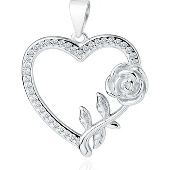Přívěsek Olivie Stříbrný přívěsek RŮŽE V SRDCI 7523 Ag 925; ≤2,4 g.