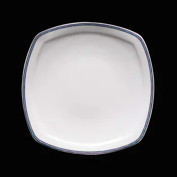 Talíř Suisse Langenthal | Talíř mělký hranatý, barevný lem, 27 cm, Charleston