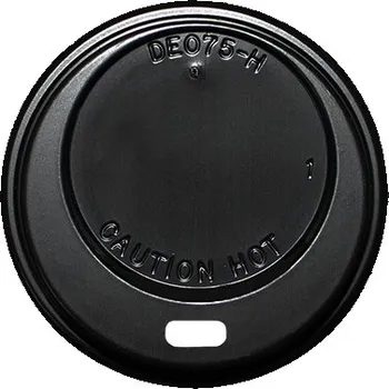 Jednorázové nádobí Víčko PS s otvorem na kelímek papírový 6-7oz Vending 70mm černé - 1000 ks