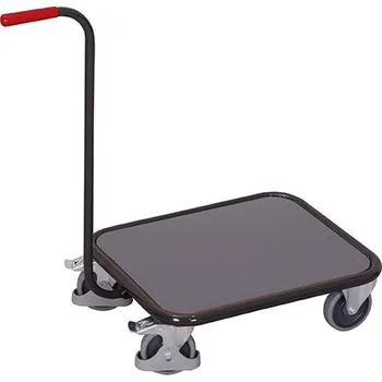 Plošinový vozík Skladová pojizdná plošinka s vodicí tyčí, 600 x 500 mm, nosnost 250 kg, barva antracit RAL7016 /deska šedá