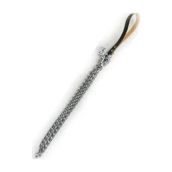 Vodítko pro psa Vodítko řetízkové 115cm/4mm velká karabina+kož.ucho Doprodej, světlá kůže