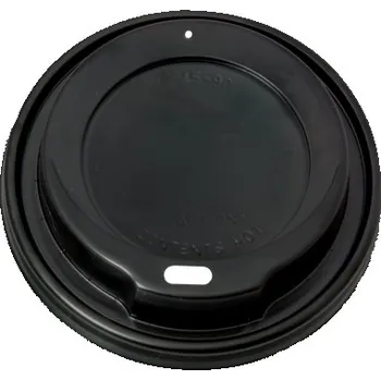 Jednorázové nádobí Víčko PS s otvorem na kelímek papírový 8oz, 80mm černé - 1000 ks