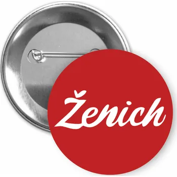 ON-DESIGN Placka s motivem Ženich Barva: červená, Barva potisku: bílá, Typ buttonu: špendlík