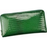 Lesklá celozipová kožená zelená peněženka Gregorio GF119