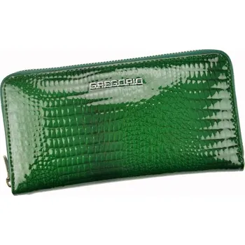 Lesklá celozipová kožená zelená peněženka Gregorio GF119