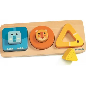 puzzle pro nejmenší Djeco Vkládací puzzle Tvary a obličeje zvířátek