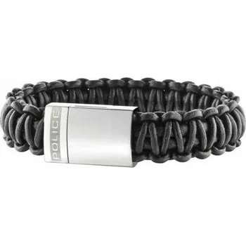 Pánský náramek Police S14AGV01B Kůže Stříbřitá Černá (23 cm)